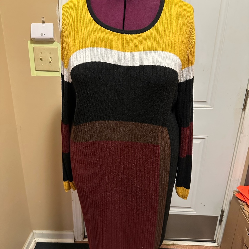 Ashley Stewart Multicolor Long Sleeve Dress